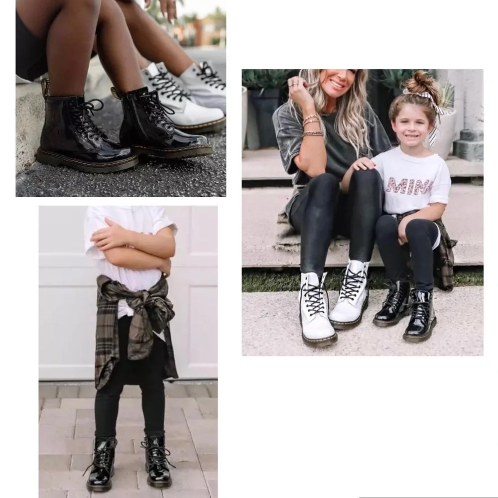 Doc Martens, the 1460 Junior Boots Black Patent